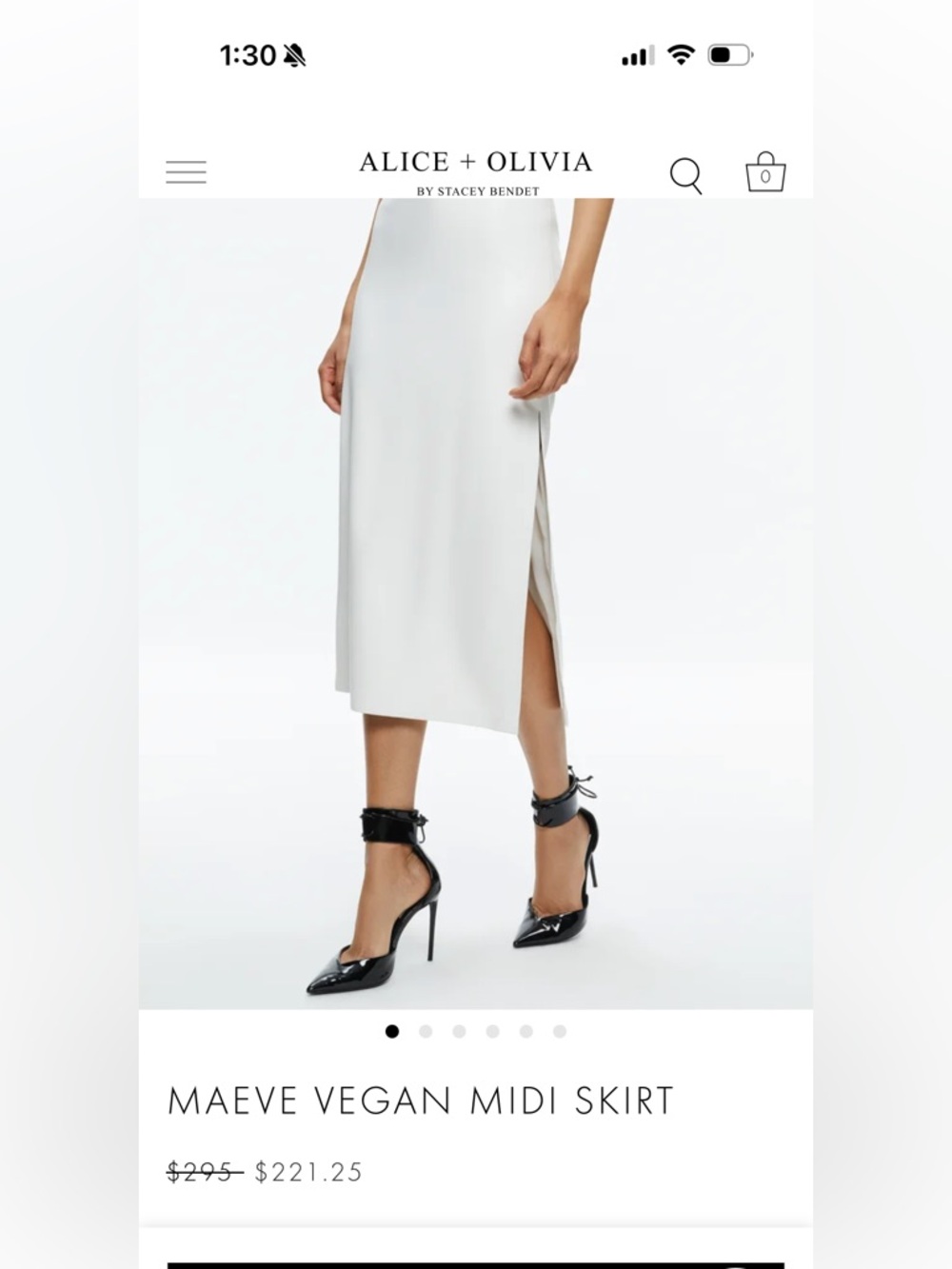 GUC Alice + Olivia Maeve vegan leather midi white skirt size 4